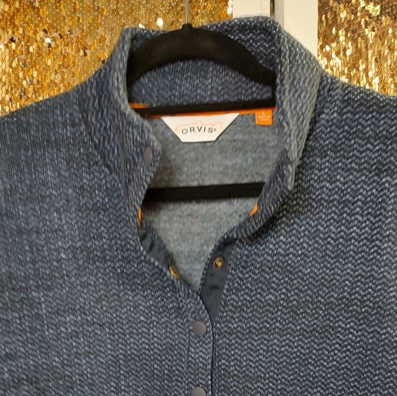 Orvis Fleece Lined Pullover 1/4 Button Navy Large New without Tags - Picture 5 of 16